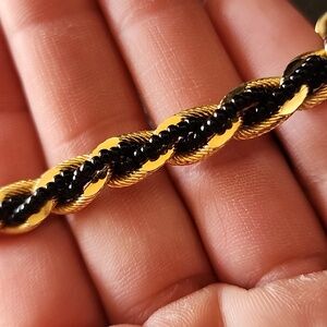 VTG Gold and Black Braided Chain Bracelet - Women's Fashion Jewelry